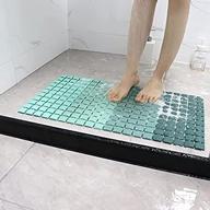 nonslip bath shower mats for seniors and kids - suction cups grip with drain holes - washable shower stall mats - 26.8 x 15.2 inch - gradient green logo
