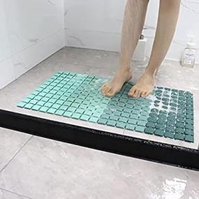 img 3 attached to Nonslip Bath Shower Mats for Seniors and Kids - Suction Cups Grip with Drain Holes - Washable Shower Stall Mats - 26.8 X 15.2 Inch - Gradient Green