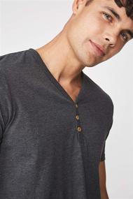 img 1 attached to 👕 COTTON Henley T Shirt in Charcoal - Essential Men's Clothing