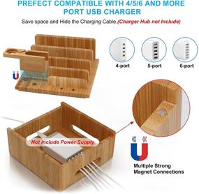 img 2 attached to 🔌 Bamboo Charge Station Organizer by Pezin & Hulin - Desktop Docking Station for Multiple Devices (Smartphone, Tablet, Smart Watch & Earbuds) - Includes 5 Cables, NO Charger HUB