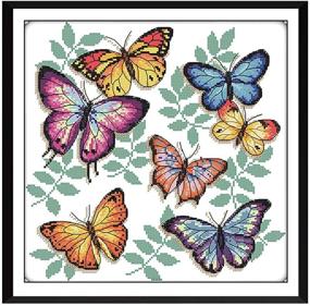 img 4 attached to GOLDEAL Stamped Embroidery Needlepoint Butterflies