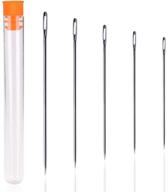 🧵 5 pieces of long sewing needles - set of 5 large eye stitching needles with needle storage tube, ranging from 3.5 to 6.8 inches - ideal for sewing projects, crafts, upholstery logo