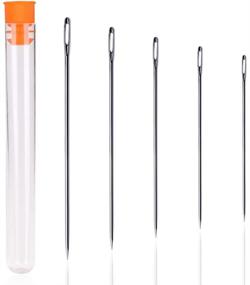 img 4 attached to 🧵 5 Pieces of Long Sewing Needles - Set of 5 Large Eye Stitching Needles with Needle Storage Tube, Ranging from 3.5 to 6.8 inches - Ideal for Sewing Projects, Crafts, Upholstery