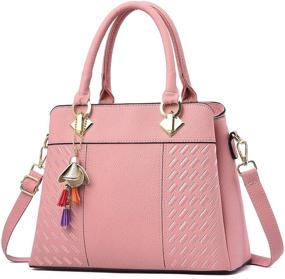 img 4 attached to Stylish Satchel Leather Shoulder Handbags & Wallets for Women - Fashion must-haves!