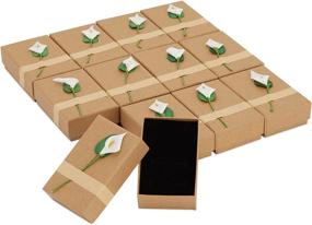 img 4 attached to 🌸 Lily Flower Kraft Paper Boxes with Lids for Jewelry and Party Favors - Pack of 12 (3.5 x 2 Inches)