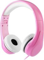 linkwin kids safety foldable stereo headphones - volume limited at 85db, pink - ideal for ipad, kindle, airplane, school - earbuds with wired cord and volume control - on/over ear for children and toddlers logo
