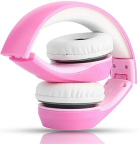 img 2 attached to LINKWIN Kids Safety Foldable Stereo Headphones - Volume Limited at 85dB, Pink - Ideal for iPad, Kindle, Airplane, School - Earbuds with Wired Cord and Volume Control - On/Over Ear for Children and Toddlers