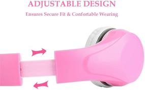 img 1 attached to LINKWIN Kids Safety Foldable Stereo Headphones - Volume Limited at 85dB, Pink - Ideal for iPad, Kindle, Airplane, School - Earbuds with Wired Cord and Volume Control - On/Over Ear for Children and Toddlers