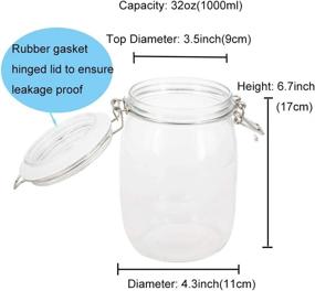 img 3 attached to 🏺 BPFY 4 Pack 32 oz Wide Mouth Mason Jars: Airtight Glass Jars for Food Storage with Hinged Lids & Rubber Seal - Ideal for Cereal, Pasta, Sugar, Beans - Includes 8 Chalk Labels & Pen