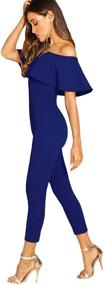 img 2 attached to 👗 Verdusa Women's Stylish Shoulder Jumpsuit - Trendy Women's Clothing and Versatile Jumpsuits, Rompers & Overalls