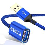 akoada usb extension cable 3.0 - 2 pack (6.6ft+10ft) type a male to usb a female cord for high-speed data transfer compatible with various devices (blue) logo