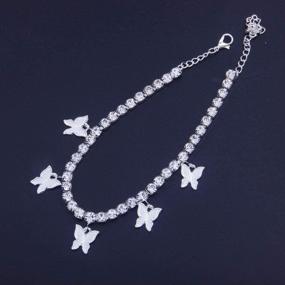 img 3 attached to Rhinestone White Tennis Butterfly Anklet