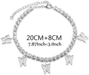 img 1 attached to Rhinestone White Tennis Butterfly Anklet