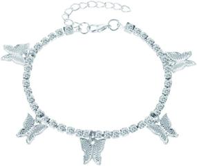 img 4 attached to Rhinestone White Tennis Butterfly Anklet
