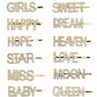💎 gold sparkly rhinestones letter hair clips | crystal hair pins for women & girls | glitter letter bobby pins | metal hair clips barrettes | bling rhinestones hair jewelry | ideal christmas stocking stuffers gifts logo