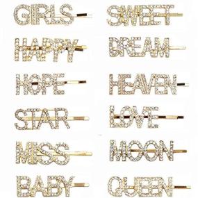 img 4 attached to 💎 Gold Sparkly Rhinestones Letter Hair Clips | Crystal Hair Pins for Women & Girls | Glitter Letter Bobby Pins | Metal Hair Clips Barrettes | Bling Rhinestones Hair Jewelry | Ideal Christmas Stocking Stuffers Gifts