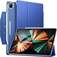 📱 esr trifold case for ipad pro 12.9 inch 2021 (5th gen) - translucent stand case with clasp, auto sleep/wake, pencil 2 wireless charging - ascend series, blue логотип