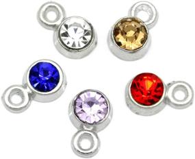 img 2 attached to 💎 Housweety 50PCs Silver Tone Mixed Rhinestone Pendants: Sparkling 8x5mm Jewelry Charms!