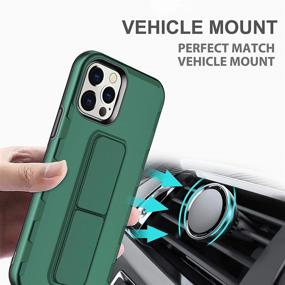 img 1 attached to Enhanced Protection & Versatility: AB Business Group iPhone 12 Pro Shockproof Case with Magnet Folding Kickstand, Hand & Finger Strap, Metal Stand for Magnetic Car Mount