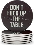 🍻 clever & funny coasters for drinks absorbent with holder - 6 piece ceramic black marble coaster set - cup coasters with holder - hilarious man cave decor - table protection coasters logo