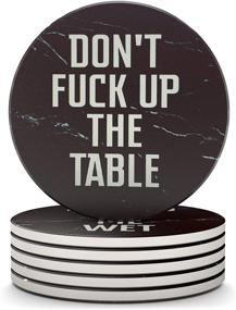 img 4 attached to 🍻 Clever & Funny Coasters for Drinks Absorbent with Holder - 6 Piece Ceramic Black Marble Coaster Set - Cup Coasters with Holder - Hilarious Man Cave Decor - Table Protection Coasters