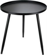 tray metal round side end table: waterproof anti-rust outdoor/indoor nightstand - accent coffee table (l, black) logo