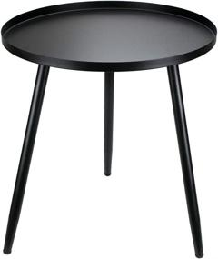 img 4 attached to Tray Metal Round Side End Table: Waterproof Anti-Rust Outdoor/Indoor Nightstand - Accent Coffee Table (L, Black)