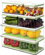 🍎 organize and preserve your fridge with minesign 6 pack plastic stackable food storage container sets with vented lids and drain tray: perfect for fruit, berry, and lettuce refrigerator organization logo