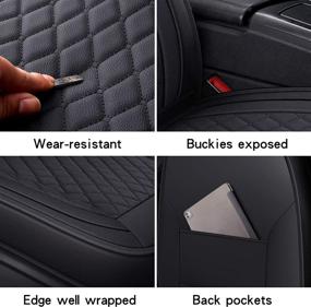 img 3 attached to Top-Quality BABYBLU Leather Car Seat Covers - Universal Fit Set for Cars, SUVs, and Pick-up Trucks - Faux Leatherette Automotive Cushion Cover - Airbag Compatible - Black