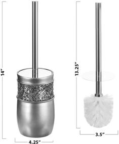 img 1 attached to 🚽 Silver Toilet Brush with Holder - Effective Toilet Bowl Cleaner Brush and Holder - Easy Grip, Deep Cleaning, Decorative Design Compact Toilet Bowl Scrubber by Creative Scents