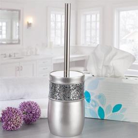 img 3 attached to 🚽 Silver Toilet Brush with Holder - Effective Toilet Bowl Cleaner Brush and Holder - Easy Grip, Deep Cleaning, Decorative Design Compact Toilet Bowl Scrubber by Creative Scents