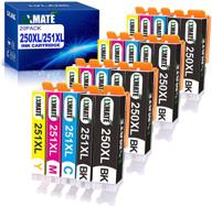 🖨️ lxmate compatible ink cartridges for canon pgi-250xl cli-251xl, ideal for canon mx922 mx920 mg5420 ip7220 inkjet printers (20 pack - 4 large black, 4 small black, 4 cyan, 4 magenta, 4 yellow) logo