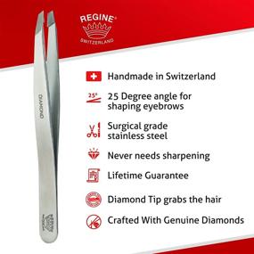 img 3 attached to 💎 Swiss-Made Genuine Diamond-Tip Tweezers by Regine Switzerland - Professional Precision for Eyebrow & Hair Removal - Perfect Alignment - Stainless Steel Construction