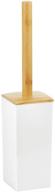 🚽 mdesign compact white/natural bamboo wood toilet bowl brush and holder - free-standing, deep cleaning, modern square design - bathroom storage and organization logo