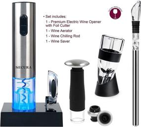 img 3 attached to 🍷 Secura 12-Piece Wine Accessories Set: Electric Wine Opener, Foil Cutter, Aerator, Vacuum Pump & Stoppers - Ultimate Wine Tool Kit