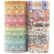 🐾 yubx cute pets washi tape set - 18 rolls with gold embellishment - decorative masking tapes for arts, diy crafts, bullet journals, planners, scrapbooking, wrapping logo