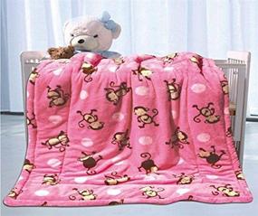 img 1 attached to 🐻 Double-Sided Animal Gold Mink Fleece Baby Toddler Blanket in Dark Pink – Super Soft Children Throw, 39"x 51" (inches)
