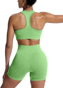 img 3 attached to 🏋️ Women's OYS Seamless High Waisted Yoga Shorts and Sports Bra Set - Workout Outfits for Running and Yoga