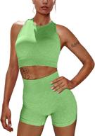 🏋️ women's oys seamless high waisted yoga shorts and sports bra set - workout outfits for running and yoga логотип