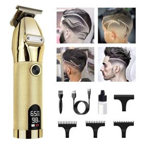 img 3 attached to 🔋 Professional Cordless Hair Clippers Kit - Ciwellu T-Blade Close Cutting Outliner Trimmer for Men with LCD Display, Zero Gapped Detail Barber Beard Shaver