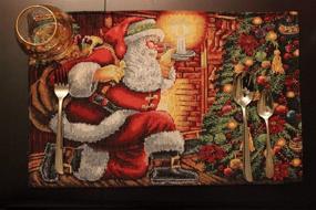 img 3 attached to 🎅 Праздничные переплетенные подставки для тарелок тканевые (набор из 4 штук): Tache Рождественский праздник, Санта по пути в трубу.