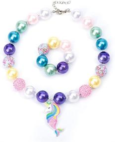 img 4 attached to BUENAVO Bubblegum Necklace Unicorn Mermaid