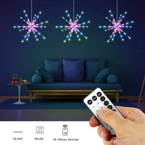 img 3 attached to 🌟 KIKILIVE Hanging Firework Lights 2 Pack: LED Starburst Lights for Christmas Decor, Remote-Controlled, Waterproof Fairy String Lights for Indoor and Outdoor Decoration