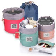 counting mars: 4-piece barrel shaped travel makeup bags - large capacity, waterproof & portable cosmetic bag set logo