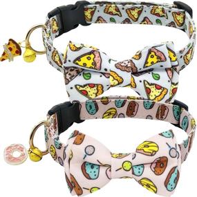 img 4 attached to 🐶 KUDES 2 Pack Dog Collars with Bow Tie, Adjustable Dog Collar with Bells | Safety Buckle | Cute Pet Collars for Small, Medium, and Large Dogs | Boys & Girls