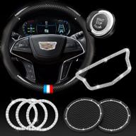💎 jingsen diamond sticker: bling car steering wheel accessory for cadillac | diy bling car interior decor | compatible with ct4 ct5 ct6 xt4 xt5 xt6 | includes 2 pack of silicone car coasters logo