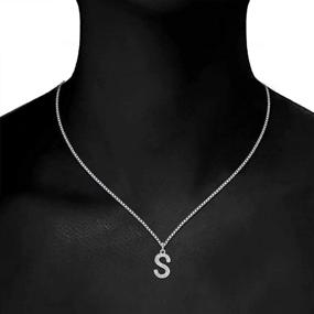 img 2 attached to 💎 925 Sterling Silver Initial Necklace for Women, CZ 14K White Gold Plated Letter A Necklace for Men, Girls, and Gifts