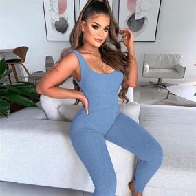 img 1 attached to 👗 Ronyme Bodycon Jumpsuit: Clubwear Bodysuit for Women's Fashion, Clothing, Jumpsuits, Rompers & Overalls