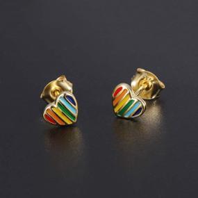 img 2 attached to 🌈 AoedeJ Rainbow Sterling Silver Plated Earrings - Stylish Girls' Jewelry