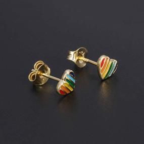 img 1 attached to 🌈 AoedeJ Rainbow Sterling Silver Plated Earrings - Stylish Girls' Jewelry